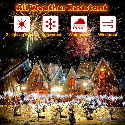 Christmas Solar Swaying Lights 4 Pack 40 LED Christmas Snowflake Lights with 2 Lighting Modes Cool White Waterproof Solar Outdoor Pathway Lights Firefly Garden Lights Decorative for Yard