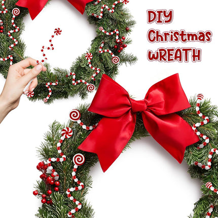 CNhoqc 30pcs Christmas Candy Curly Picks, Red & White Candy Picks Vase Filler Christmas Tree Decor, Christmas Lollipop Candy Shape Ornaments for Wreath DIY Craft Christmas Tree Topper