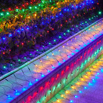 Brightown Outdoor Christmas Net Lights, 12FT x 5FT, 360 LED Waterproof Mesh Fairy Lights with Remote, 8 Modes, Connectable Multi-Color Christmas Lights for Trees, Bushes, Yards, Fences