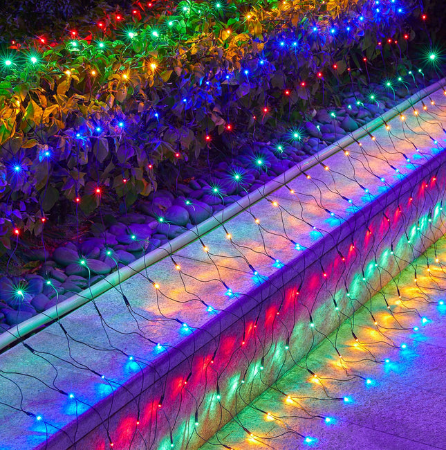 Brightown Outdoor Christmas Net Lights, 12FT x 5FT, 360 LED Waterproof Mesh Fairy Lights with Remote, 8 Modes, Connectable Multi-Color Christmas Lights for Trees, Bushes, Yards, Fences
