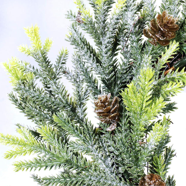 4 pcs Artificial Frosted Cedar and Pine Cone Candle Rings Christmas Candle Holder Rings Faux Cedar Twigs Wreath Mini Window Wreaths 11.8" Wide for Christmas Holiday Winter Season Decoration