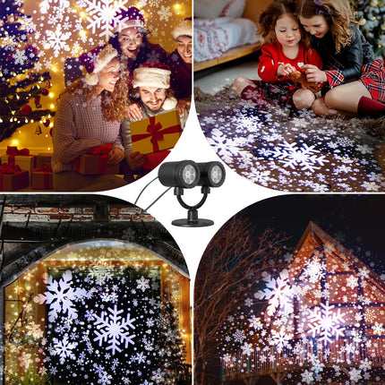 Christmas Double Head Snowflake Projection Lights, ZBPP Outdoor LED Christmas Lights IP65 Waterproof, Rotating Snow Lamp Brighter LED Landscape for Xmas Holiday Party Decoration