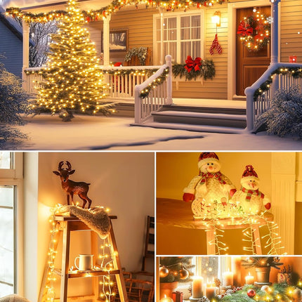 Minetom Christmas Lights Outdoor Cluster Lights - 1000 LED 50 Ft Christmas Firecrackers String Lights, 12 Modes Timer Waterproof Plug in Twinkle Fairy Light for Xmas Tree Garland Party, Warm White