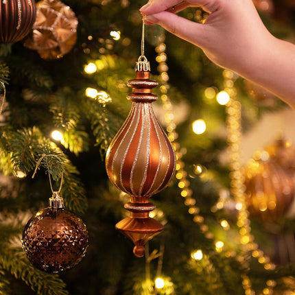 Valery Madelyn Christmas Ornaments Set, 108ct Bronze Copper and Gold Shatterproof Fall Christmas Tree Decorations Ball Ornaments Bulk, Luxury Brown Hanging Ornaments for Xmas Trees Holiday Decor