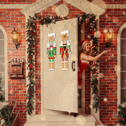 clothmile 2 Pieces Christmas Nutcracker Door Sign Wooden Large Candy Door Hanger Hanging Wall Welcome Sign for Christmas Front Door Porch Home Wall Decor
