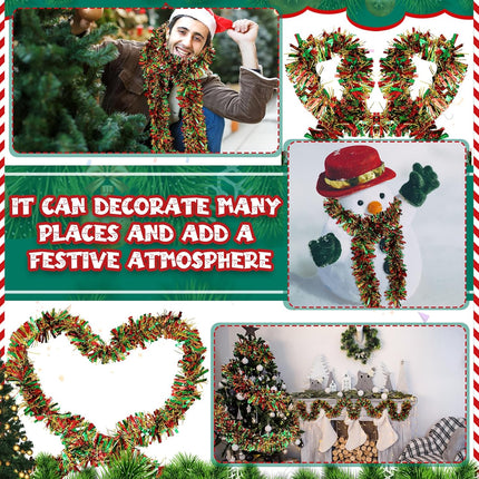 177 Feet Christmas Tinsel Garland Metallic Christmas Tree Garland Shiny Hanging Christmas Tree Tinsel Garland Ornaments for Indoor Outdoor Party Wedding Holiday (Red Green Gold)