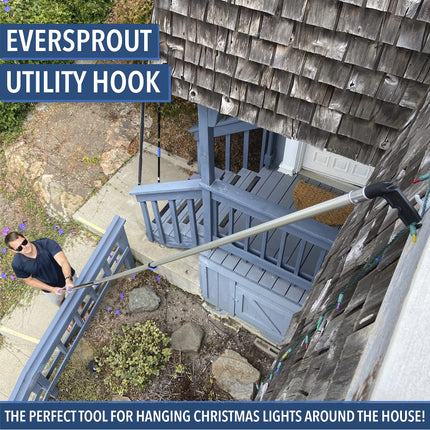 EVERSPROUT 7-to-24 Foot Utility Hook with Extension Pole (30 Foot Reach) Installing and Hanging Christmas/String Lights, Birdfeeders, Reaching High Places Heavy-Duty Telescoping Extension Pole