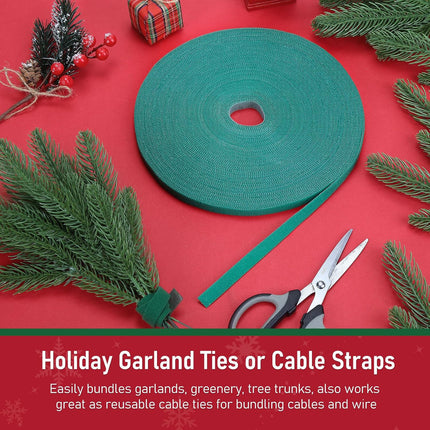 Zhengmy 100ft Christmas Garland Ties Christmas Decorative Holiday Garland Ties Cuttable Cable Straps for Christmas Halloween Party Yard Wall Doorway Outdoor Decoration(Green)