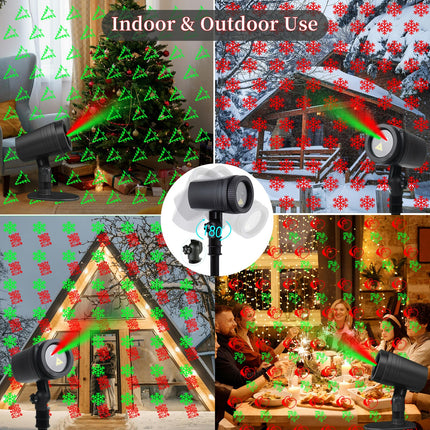 Christmas Laser Lights Projector,12 Patterns for Xmas with RF Remote,Red and Green Star Show,for Outdoor and Indoor, Christmas, Holiday, Party Decor