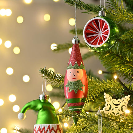 Valery Madelyn Christmas Ball Ornaments, 40ct Elf Red Green White Shatterproof Christmas Tree Decorations Set, Variety Whimsical Decorative Hanging Ornament Bulk for Xmas Holiday Party Decor