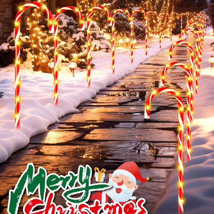 Brightown 28" Candy Cane Lights with Stakes, 10 Packs Large Christmas Pathway Lights Outdoor, Candy Cane Lights Outdoor Pathway Christmas Decorations for Yard Lawn Garden Walkway Sidewalk