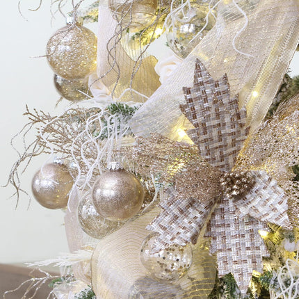 Sea Team Christmas Baubles Set of 48 Shatterproof Clear Plastic Christmas Baubles Set with Decorative Christmas Balls with Stuffed Delicate Decorations (48 Pieces, Champagne)