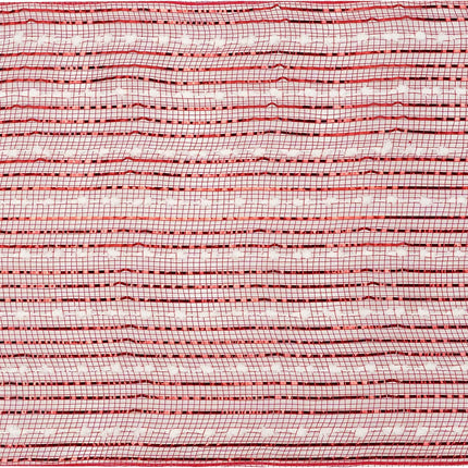 MEEDEE Snow Deco Mesh Ribbon Red Mesh Ribbon Red Deco Mesh 10 Inch Red Metallic Mesh with White Snow Balls for Wreaths Garland Decorating (30 Feet)