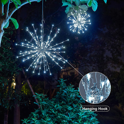 Lightshare 24" Lighted Ball Starburst Light 160 LED Firework Lights Twinkle White Hanging Ball Dual-use for Patio Walkway Pathway Decoration Indoor/Outdoor