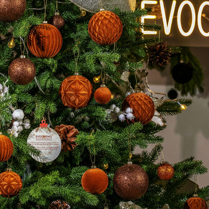 Velvet Christmas Ball Ornaments Brown Christmas Tree Decorations 36pcs Shatterproof Christmas Ornaments Set with 5 Styles in 3 Sizes(Small Medium Large)