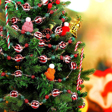 Crowye 40 ft Christmas Tree Garland Plastic Candy Bead Peppermint Ball Christmas Garland Candy Cane Christmas Decorations Christmas Beaded Garland for Xmas Party Fireplace Home Decor (Xmas Ball)