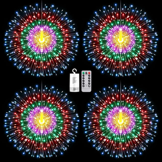 Techip 4Pcs String Lights 225LED Multicolor Christmas Lights Battery Operated Copper Wire Hanging Lights with Remote 8 Modes Waterproof Fairy Lights for Wedding Christmas Decorations