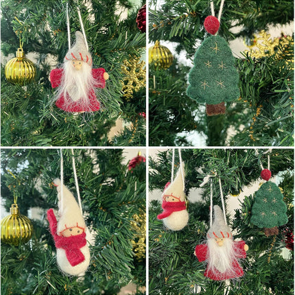 pinkblume Wool Felt Christmas Garland Wool Felt Snowman Xmas Tree Santa Claus Banner Pom Pom Garland Bunting Christmas Decortations Clearance for Home Fireplace Windows Indoor Outdoor Christmas Decor