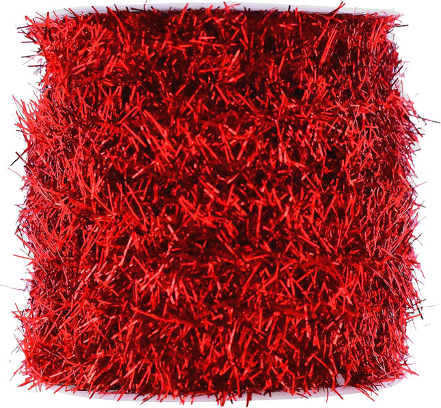 Mandala Crafts Red Tinsel Garlands Mini Garland Christmas Tree Garland Christmas Red Garland Decorations - Thin Metallic Foil Glitter Garlands Party Wedding Decor