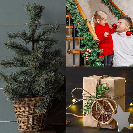 Sggvecsy 48 Pcs Christmas Garland Ties Artificial Pine Needles Faux Pine Greenery Stems 14’’ Twist Wired Tree Branches for Christmas Holiday Decoration Craft Wrapping