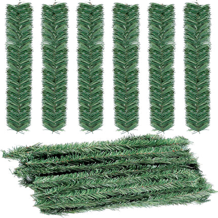 Sggvecsy 48 Pcs Christmas Garland Ties Artificial Pine Needles Faux Pine Greenery Stems 14’’ Twist Wired Tree Branches for Christmas Holiday Decoration Craft Wrapping