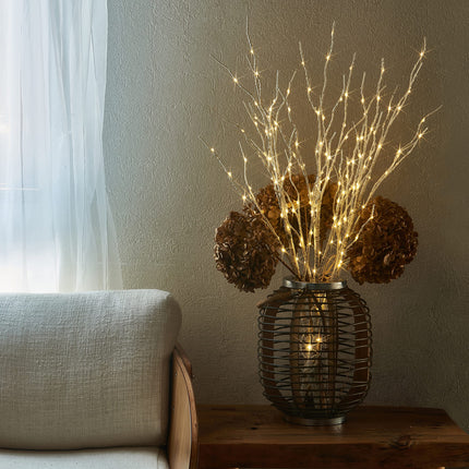 Fudios Lighted Branches 150 LED Fairy Lights with Timer 32in Plug in, Electric Lit White Birch Twigs for Vase Christmas Inside Outside Decor 1 Set