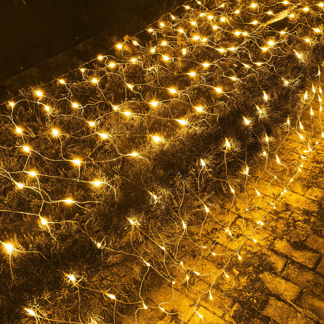 Dazzle Bright Christmas 200 LED Net Lights, 9.8 FT x 6.6 FT Connectable Mesh Lights with 8 Lighting Modes, Christmas Decorations for Indoor Outdoor Bush Yard Garden Decor (Warm White)