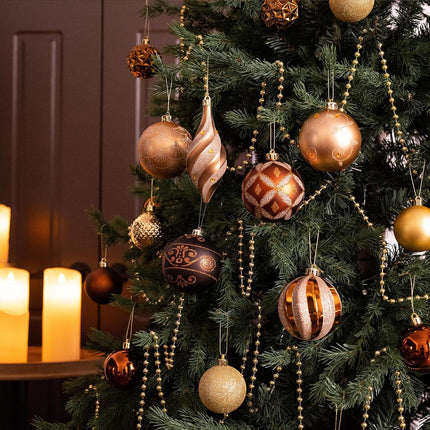 Valery Madelyn Christmas Tree Decorations Set, 40ct Bronze Copper and Gold Shatterproof Christmas Ball Ornaments Bulk, Luxury Hanging Ornaments for Christmas Trees Xmas Holiday Decor