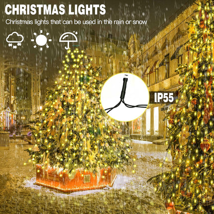 Christmas Tree Lights with Ring 16 Strings 400 LEDs, Kedoxi Xmas String Lights with Timer 6.6FT Easy to Install, Christmas Curtain Fairy Tree Light 8 Mode for Xmas Fir Pine Party Decoration Warm White