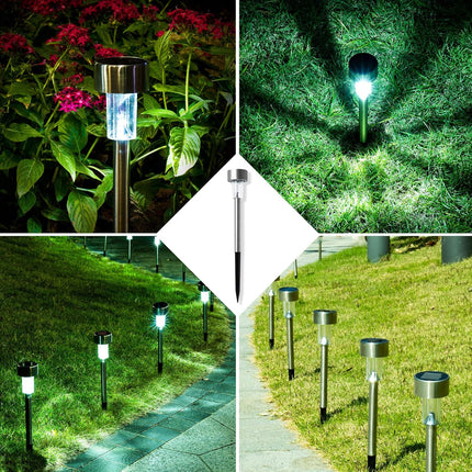 Gigalumi 16 Pack Solar Pathway Lights, Solar Landscape Lights Outdoor Waterproof Auto On/Off, Stainless Steel Solar Powered Garde
