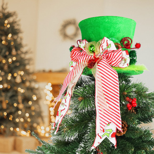 Grinch Christmas Tree Topper - Hand Made Tree Decoration Grinch Tree Topper