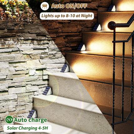Solar Step Lights Outdoor 6 Pack Solar Stair Lights Waterproof Ip65 Solar Deck Light For Outside Auto On Off Solar Outdoor Lights