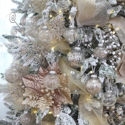 Sea Team 70mm/2.76" Shatterproof Clear Plastic Christmas Ball Ornaments, Transparent, See-Through, Crystal Baubles, Bulbs with Stuffed Delicate Decorations for Xmas Tree (30 Counts, Champagne)