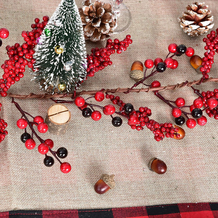 Artiflr 6 Feet Red Berry Garland Clearance, Christmas Garland Wired Stems with Bulk Assorted Large Berries and Berry Clusters Rustic for Holiday Fireplace Table Runner Centerpiece Decor
