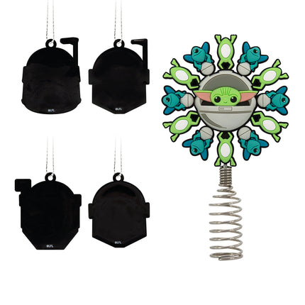 Hallmark Star Wars: The Mandalorian 5" Miniature Christmas Tree Topper and 1.7" Mini Ornaments, Set of 5 Shatterproof Ornaments, May The 4th