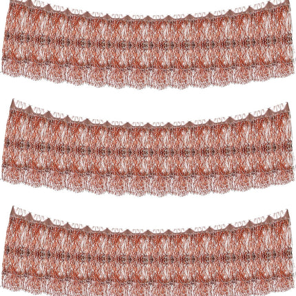 Mandala Crafts Rose Gold Tinsel Garland - Tinsel Icicles Rose Gold Tinsel Fringe Garland - 20 in X 20 Ft Long Metallic Tinsel Foil Fringe Banner for Christmas Tree Xmas Holiday Party Decoration