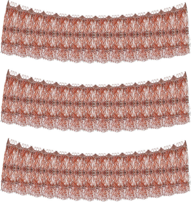 Mandala Crafts Rose Gold Tinsel Garland - Tinsel Icicles Rose Gold Tinsel Fringe Garland - 20 in X 20 Ft Long Metallic Tinsel Foil Fringe Banner for Christmas Tree Xmas Holiday Party Decoration