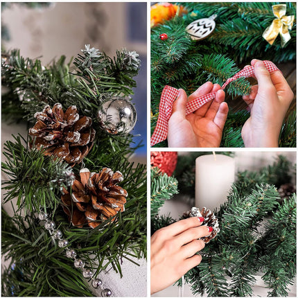 Sggvecsy 48 Pcs Christmas Garland Ties Artificial Pine Needles Faux Pine Greenery Stems 14’’ Twist Wired Tree Branches for Christmas Holiday Decoration Craft Wrapping