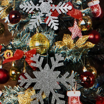 36Pcs Silver Snowflake Garland Winter Wonderland Hanging Snowflake Decorations Winter Wonderland Snowflakes Garland Decoration for Christmas Winter Wonderland Holiday Home Decorations
