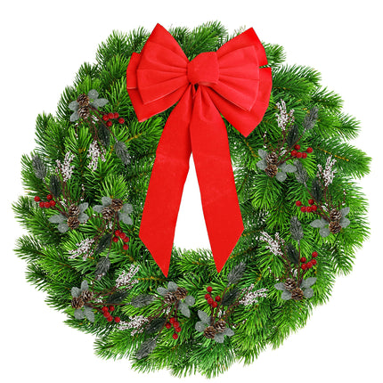 BANBERRY DESIGNS Pine Berry Christmas Picks with White Pip and Red Holly Berries - Set of 10 - Pinecone Floral Sprays with Bendable Stems - 11" H