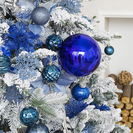 Sunshine Shiny Christmas Ball Ornaments,Giant Hanging Christmas Tree Ornament Decorations for Holiday, Extra Large Shatterproof Retro Mercury Balls Set (Blue, 6inch)