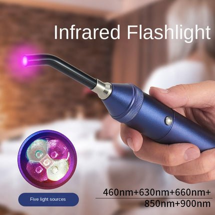E-commerce Red Light Flashlight with Five Light Sources, Nose and Ear Canal Relief, Light Guide Rod, LED Infrared Lamp, Battery