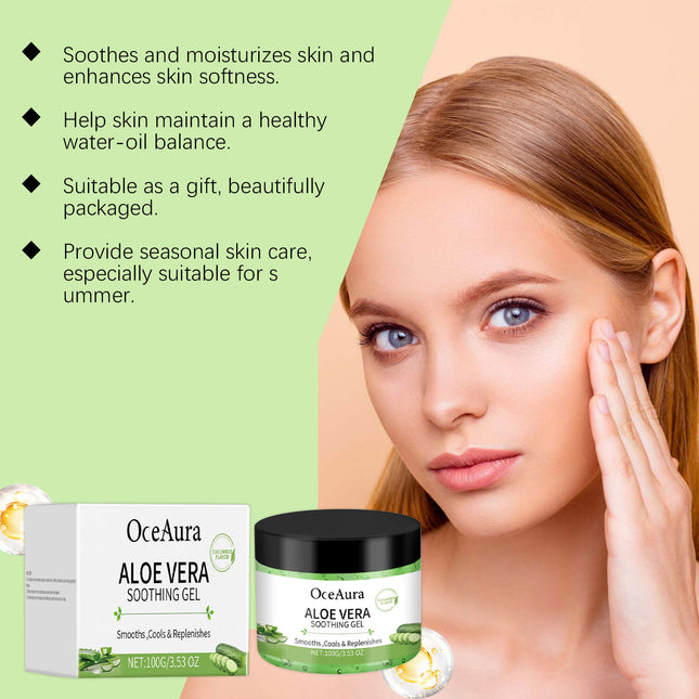 OceAura Aloe Vera Cucumber Gel, Moisturizing And Cooling Body Care Moisturizing And Refreshing Skin Aloe Vera Gel