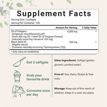Oregano Oil Soft Capsules Dietary Supplement