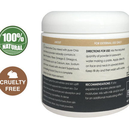 Chia & Maca Healing Bentonite Clay Natural Face Mask Powder, 1 Pound