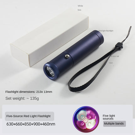 E-commerce Red Light Flashlight with Five Light Sources, Nose and Ear Canal Relief, Light Guide Rod, LED Infrared Lamp, Battery