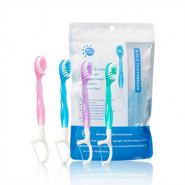 Explosion bead disposable toothbrush mini multifunctional with soft bristles dental floss toothpick