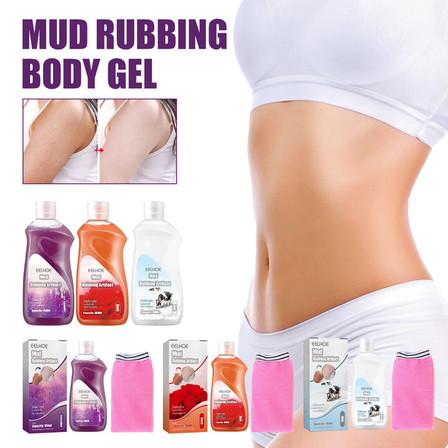 EELHOE Body Exfoliating Gel - Lavender Set, For Skin Cleansing, Back Acne Scrubbing, Improving Dull Skin, Bath Towel