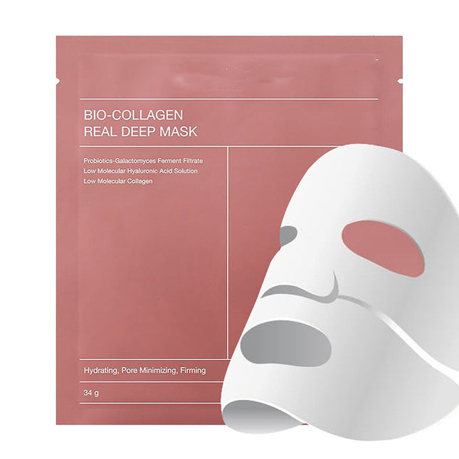 Bio-Collagen Real Mask Sheet Face Mask with White to Transparent Collagen Effect