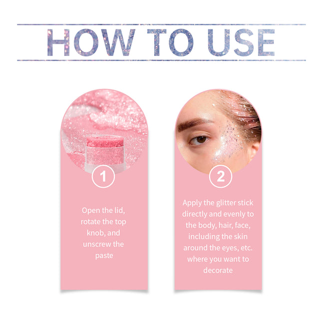 Jaysuing  Sequined Glitter Stick (Pink), Party, Dance, Performance, Makeup, Face, Body, Collarbone, Highlight And Shine